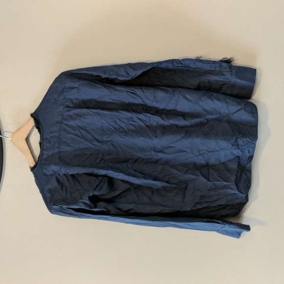 Helmut Lang Dark Blue 100% Silk Top with feathers - Picture 10 of 10